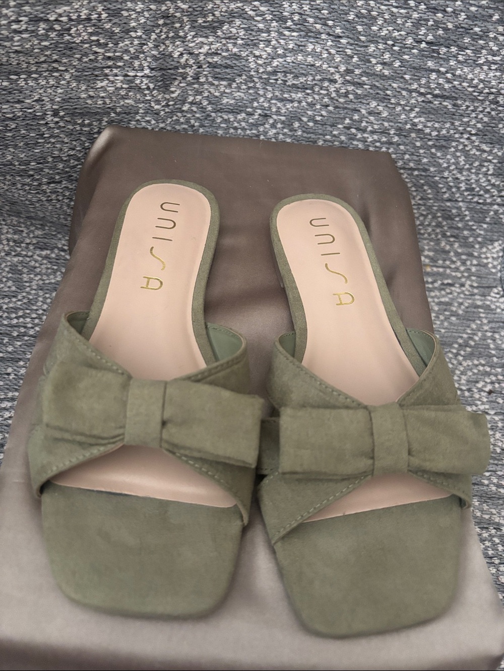 Unisa Olive Bow Slip-On Mules